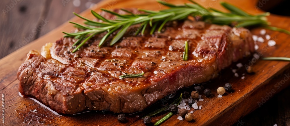 Savor the Freshness of Succulent Beef Steak Infused with Fragrant Rosemary