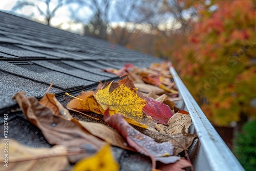 Last Year's Autumn Leaves Scattered Across the Roof, a Remnant of Nature's Beauty and the Passing of Time