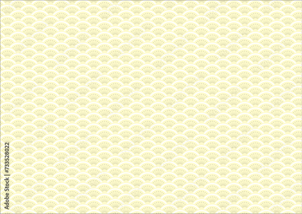 Fototapeta premium 日本の伝統紋様 青海波のシームレスパターン 黄