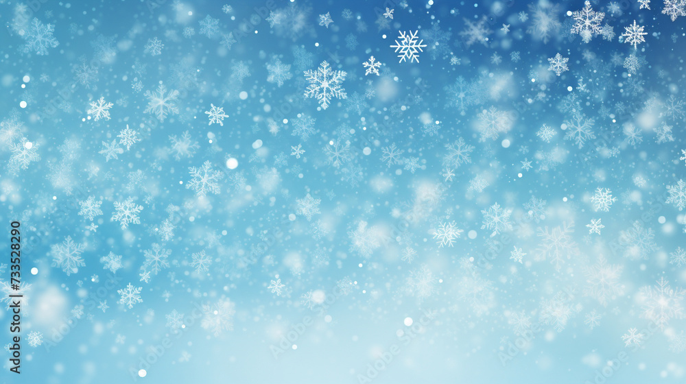 Falling Snowflakes in a Dark Blue Christmas Background Winter Wonderland of Frost Ice