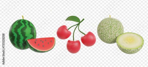 Tropical Fruits 3d icons clipart. Vegetables and fruits healthy 3d icons for homepage or UIUX.