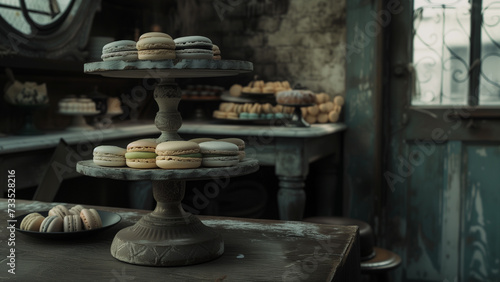 Delicious Macaroons in a Time-Worn Cafe