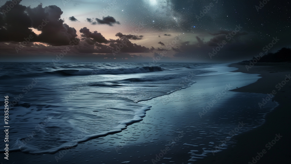 Starry Night by the Shore: Waves Under the Celestial Canopy Starry Night by the Shore: Waves Under the Celestial Canopy