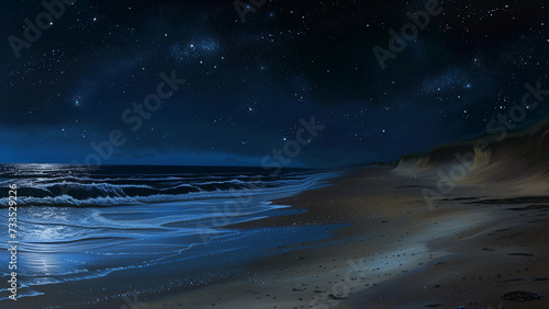 After Sunset: The Beach Under a Starlit Sky