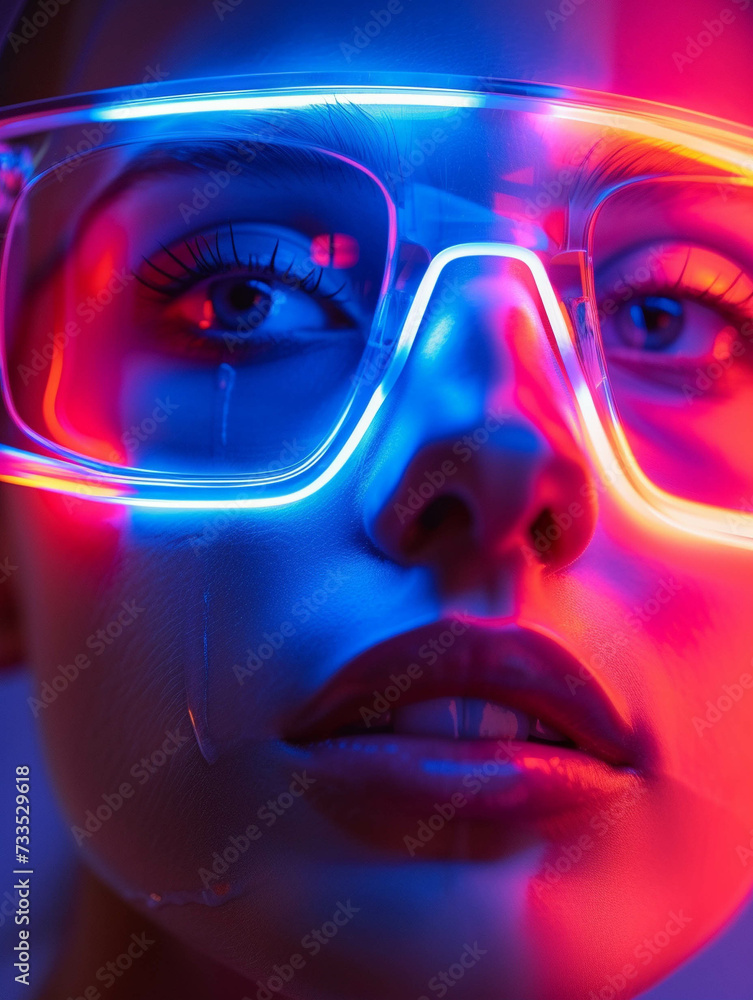 Illustrate a cutting-edge skin care device illuminated by neon lights Illustrate a cutting-edge skin care device illuminated by neon lights