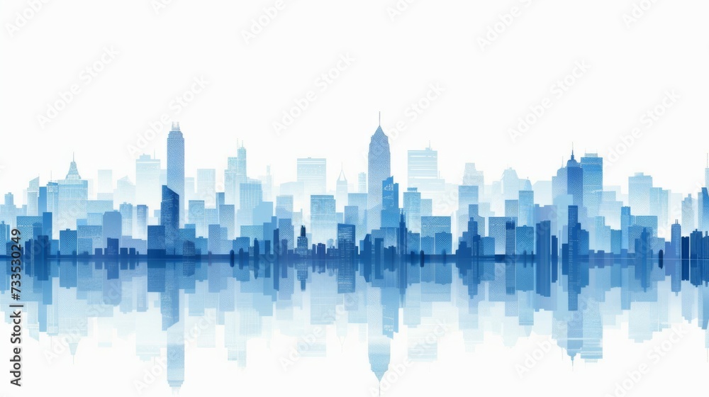 Cityscape  on a white background image with copy space.