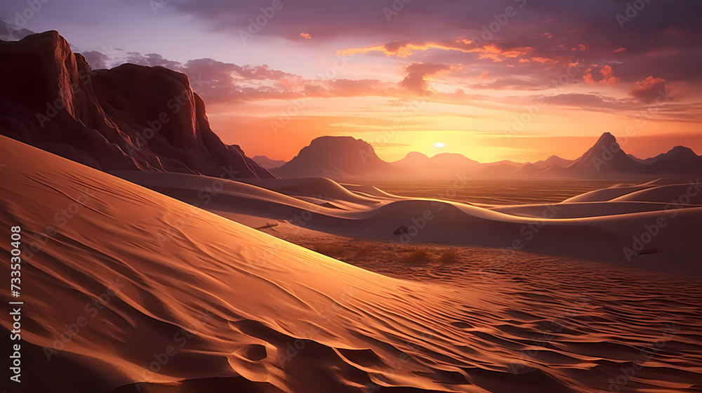 Desert background, desert landscape photography with golden sand dunes