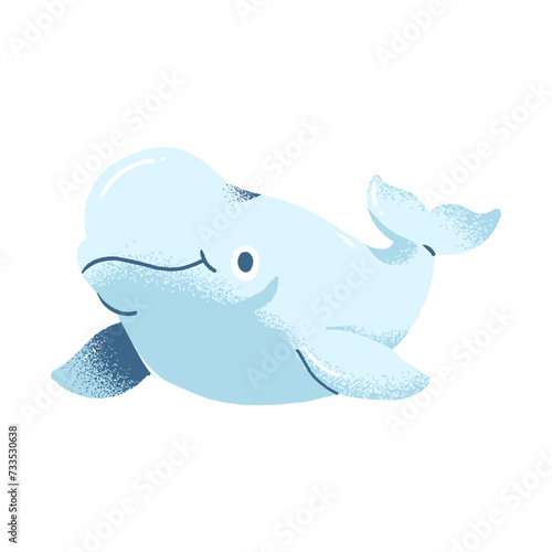 Beluga Whale Cartoon Ocean Mammals Flat Illustration