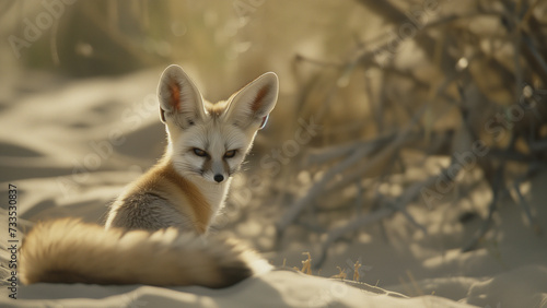 Sandy Sentinel: A Fennec Fox in its Natural Habitat