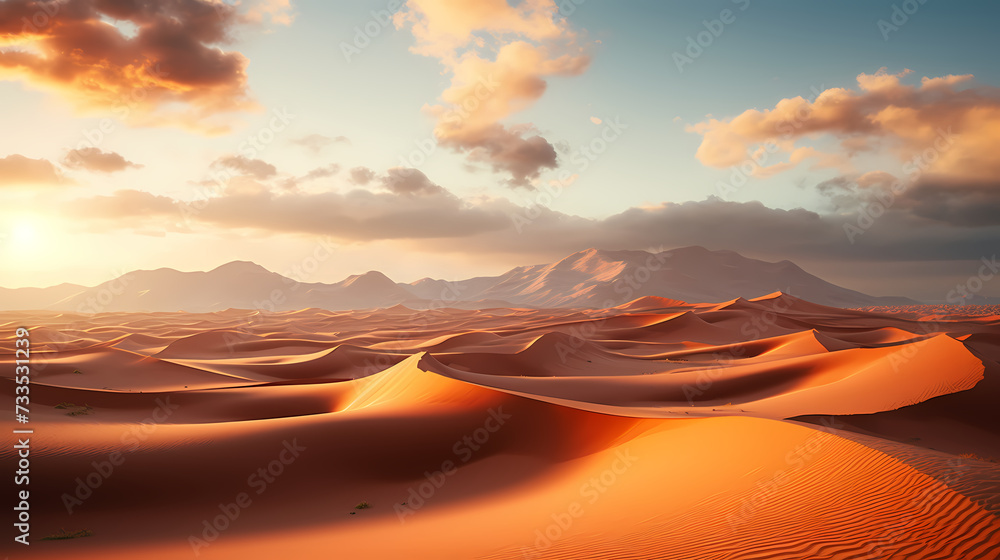 Desert landscape, sand dunes with wavy pattern Desert landscape, sand dunes with wavy pattern
