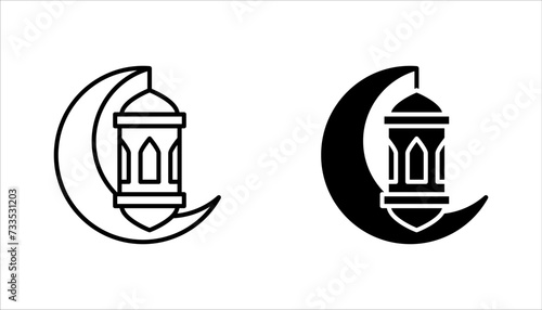 Islamic lantern simple icon set. vector illustration on white background