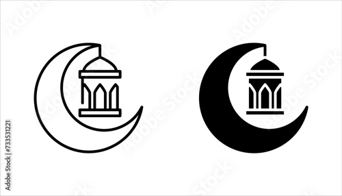 Islamic lantern simple icon set. vector illustration on white background