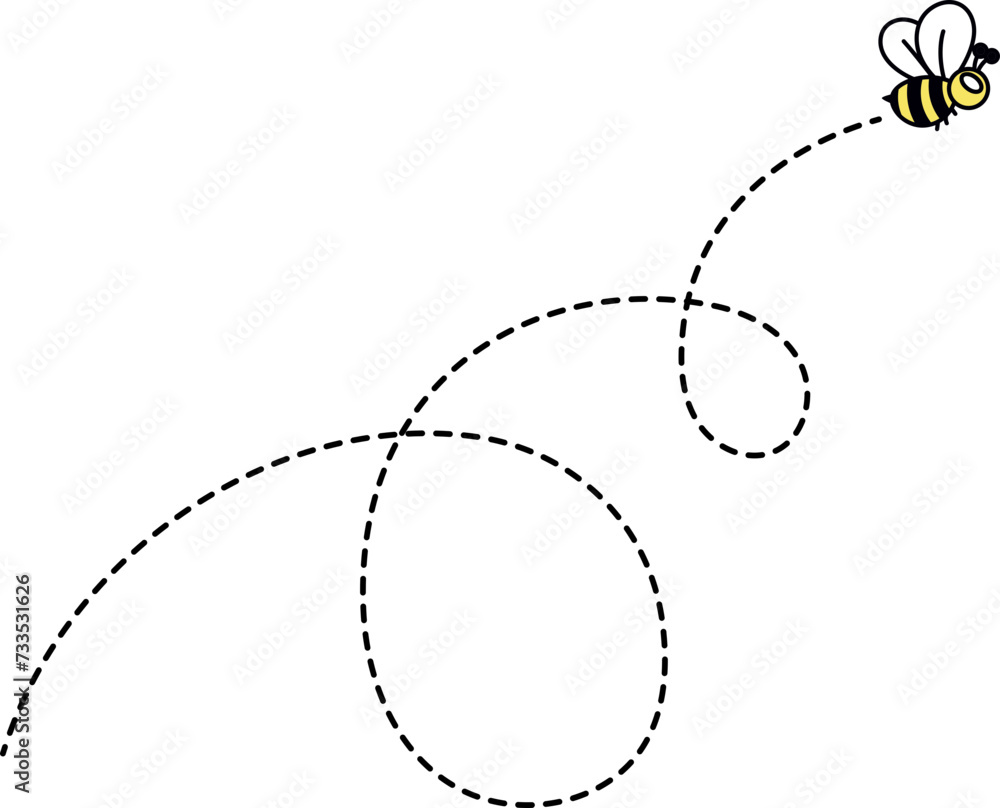 Cute Hand Drawn Pattern with Flying Bee Cute Hand Drawn Pattern with Flying Bee
