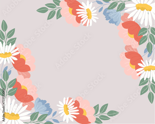 Colorful Hand Drawn Flower Border