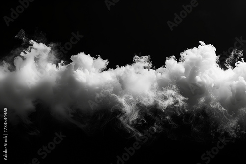 Overlay moving gray smoke particles background isolated on black background, smoke on black background
