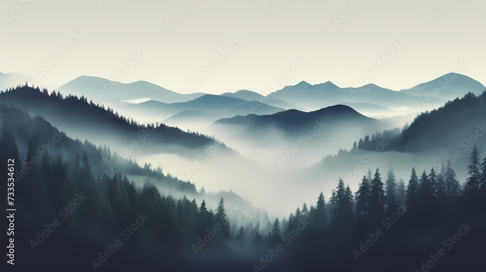 Obraz premium Lush green forest, vibrant green plants in the forest