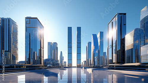 modern city buildings finance glass sky background nobody ai visual concept