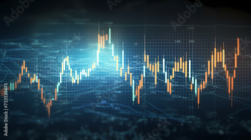 Stock market chart line concept, business chart on stock market background