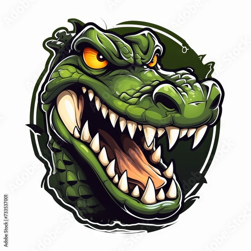 Crocodile / Alligator Head - Flat Cartoon Logo Design Vector Illustration - Isolated on White Background © Adames Art Studio