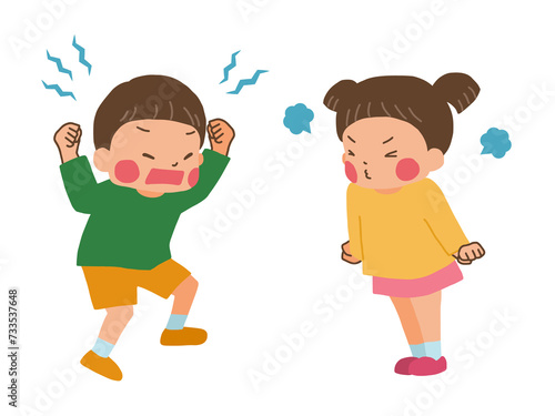 怒っている子供のイラスト
