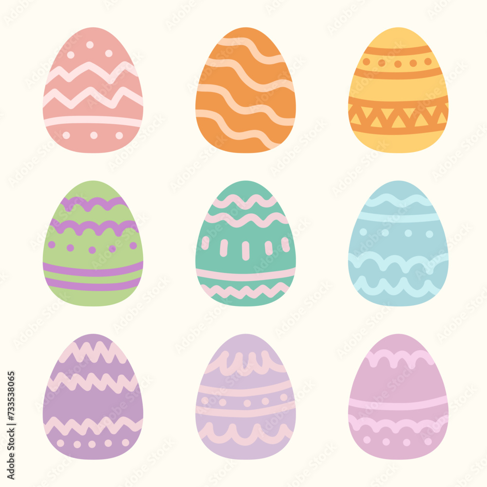 Cute vector illustration set of hand drawn easter eggs. Design elements for holiday cards. Easter pastel collection with different texture. Cute vector illustration set of hand drawn easter eggs. Design elements for holiday cards. Easter pastel collection with different texture.