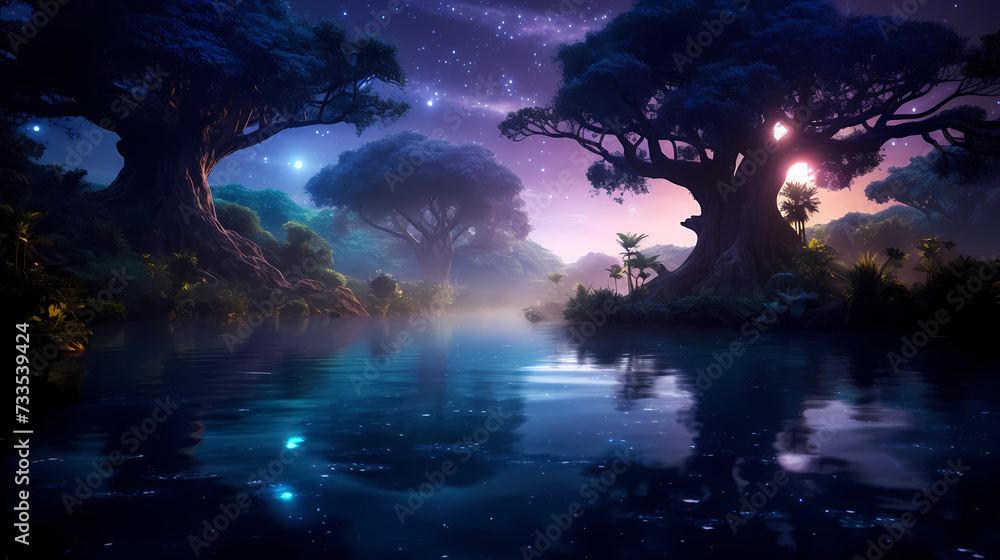 Obraz premium Forest background, vibrant trees