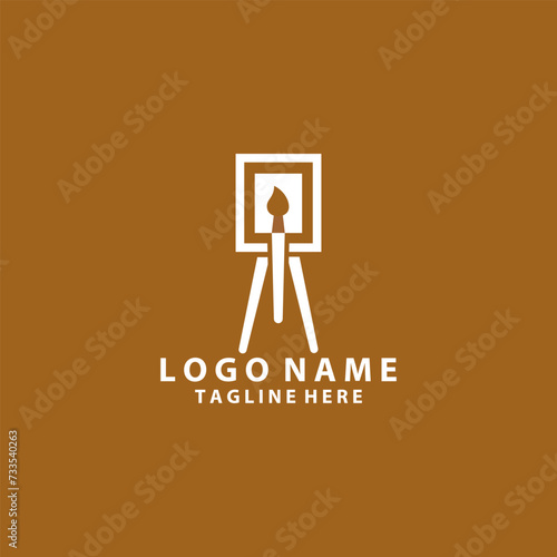 art painting brush canvas logo design vector