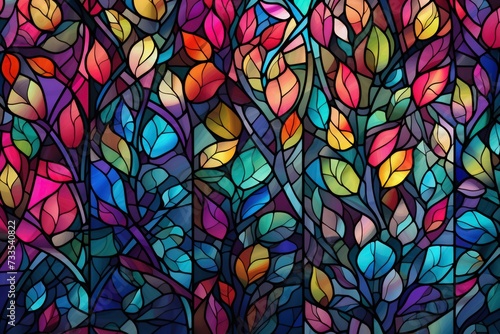 Colorful stained glass-style art wallpaper background illustration