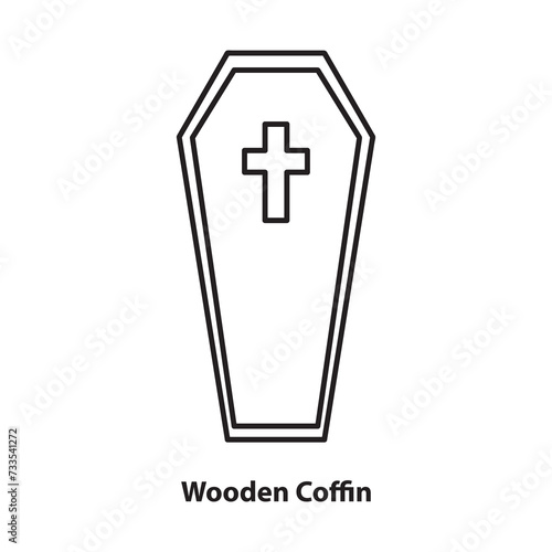 Wooden Coffin icon. simple liner flat vector Wooden Coffin on white background..eps