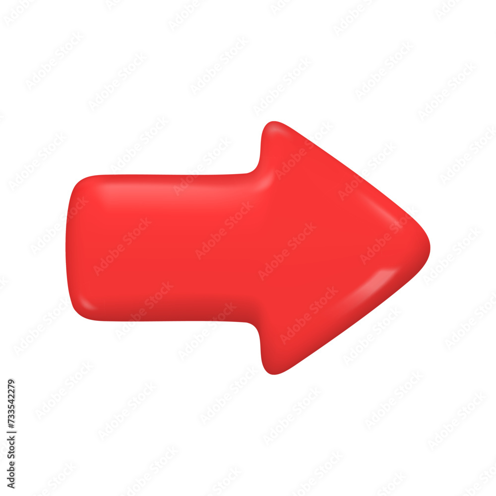 simple 3d red arrow Indicates the next path to the right. Website elements indicate where to click a button. 3d vector Illustration. simple 3d red arrow Indicates the next path to the right. Website elements indicate where to click a button. 3d vector Illustration.