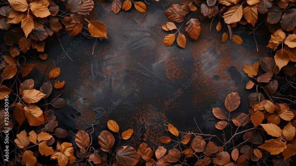 Fundo fotográfico para o outono, com folhas secas e aspecto rústico.