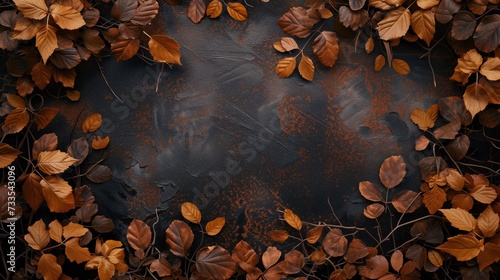 Fundo fotográfico para o outono, com folhas secas e aspecto rústico. photo