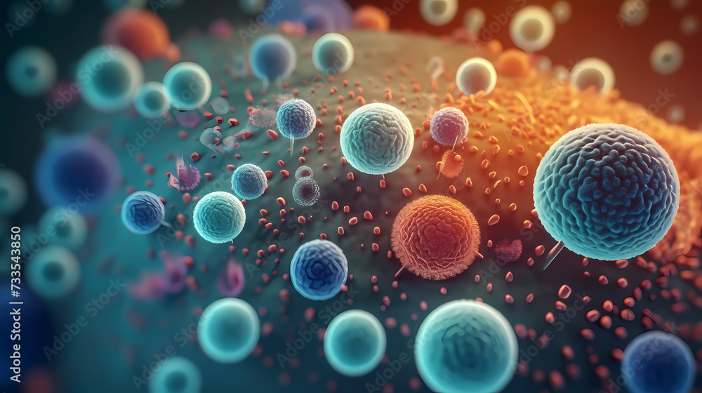 Macroscopic observation of organisms bacteria and cells and viruses under laboratory microscope Macroscopic observation of organisms bacteria and cells and viruses under laboratory microscope
