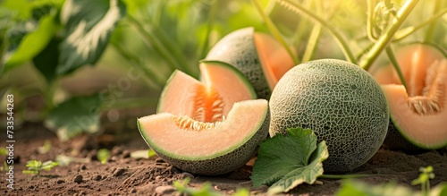 Melons, common in tropical regions, flourish in lowlands with a harvest time of 70-90 days post-planting, boasting a sweet and refreshing taste. photo