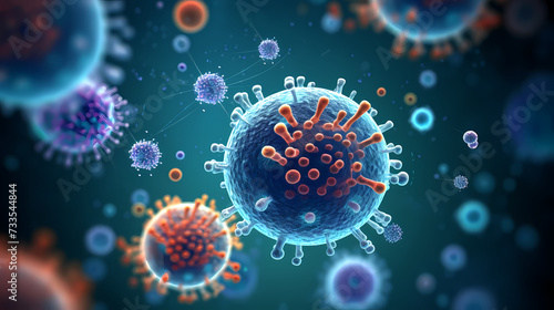 Macroscopic observation of organisms bacteria and cells and viruses under laboratory microscope