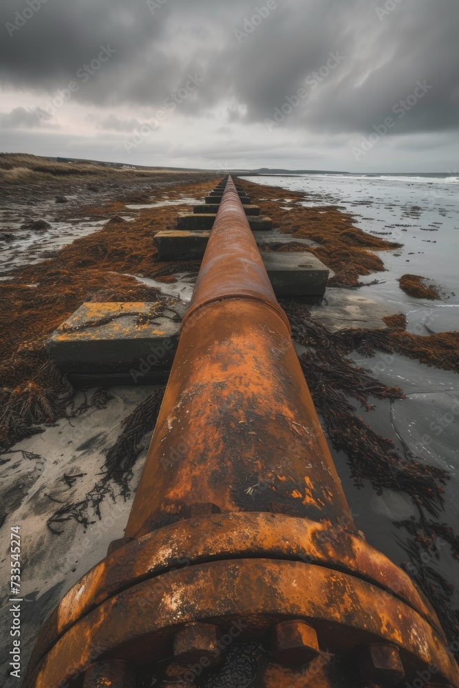 Pipeline and pipe rack of petroleum and natural gas transportation pipeline to the industrial refinery, petroleum organization delivering resources production Pipeline and pipe rack of petroleum and natural gas transportation pipeline to the industrial refinery, petroleum organization delivering resources production