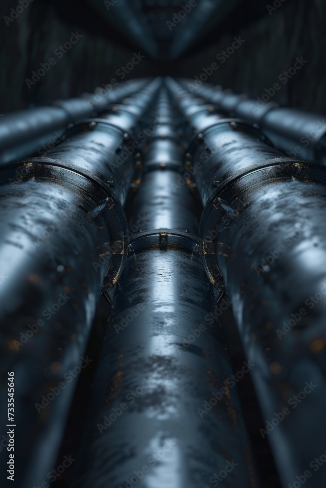 Pipeline and pipe rack of petroleum and natural gas transportation pipeline to the industrial refinery, petroleum organization delivering resources production Pipeline and pipe rack of petroleum and natural gas transportation pipeline to the industrial refinery, petroleum organization delivering resources production