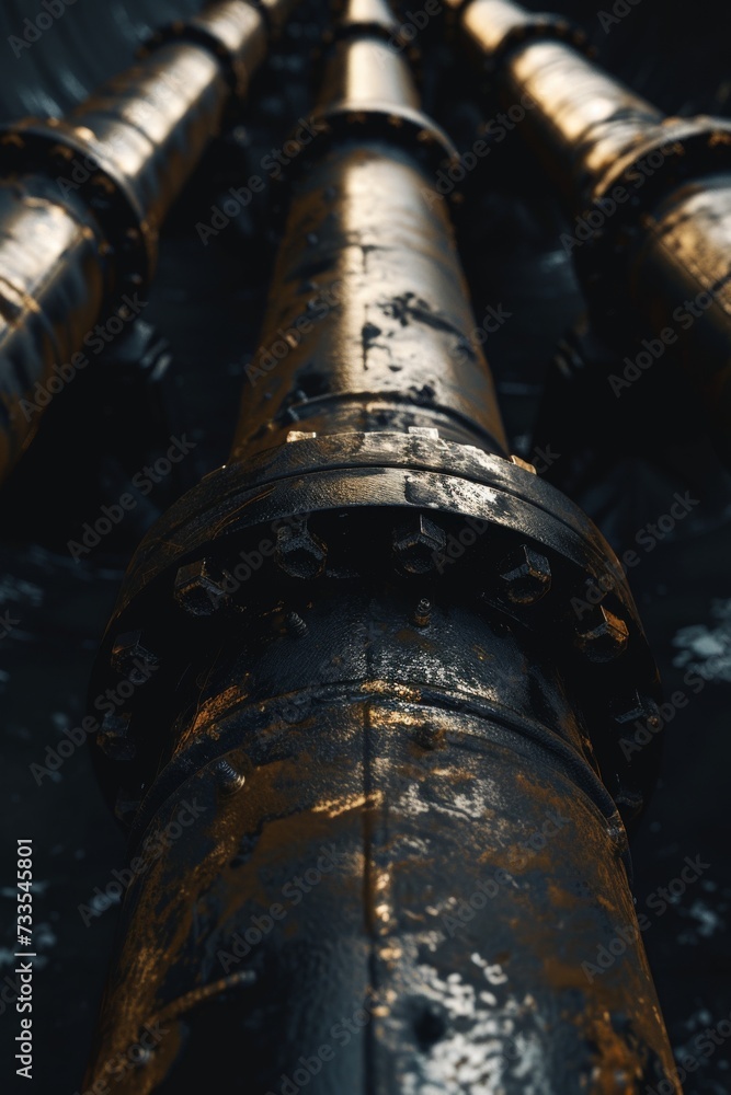 Pipeline and pipe rack of petroleum and natural gas transportation pipeline to the industrial refinery, petroleum organization delivering resources production Pipeline and pipe rack of petroleum and natural gas transportation pipeline to the industrial refinery, petroleum organization delivering resources production