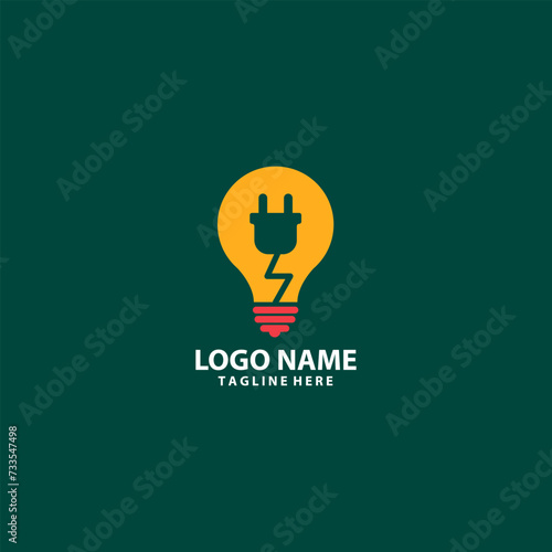 electric bulb logo design vector