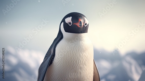 Antarctic penguin close-up, Hyper Real