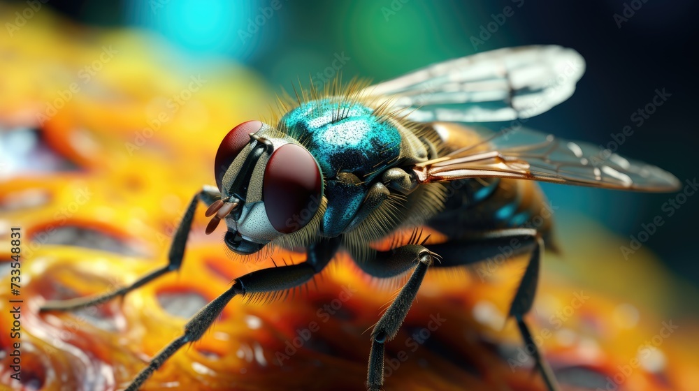 Fototapeta premium Fly close-up, Hyper Real