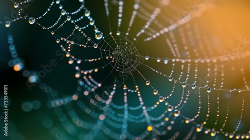 Artistic Macro Shot of Dew on Spiderweb