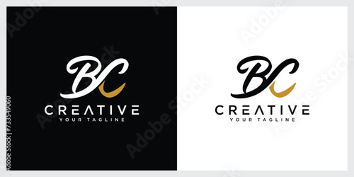 BC initial signature logo. Handwriting logo template vector CB