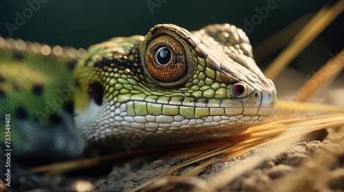 Sand lizard close-up  Hyper Real