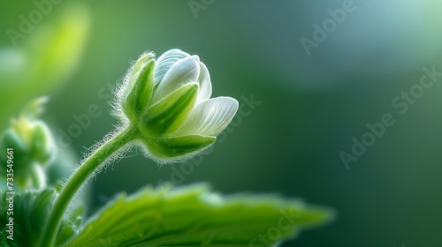 A close-up showcasing the delicate interplay between flower buds and the morning's dew.