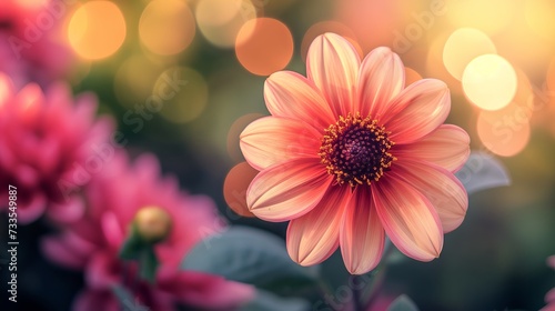 Close-up of a dahlia bloom showcasing its intricate petal pattern and bright colors.