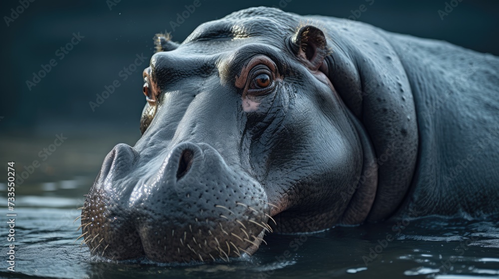Fototapeta premium Hippopotamus close-up, Hyper Real