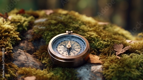 Hiking compass close-up, Hyper Real