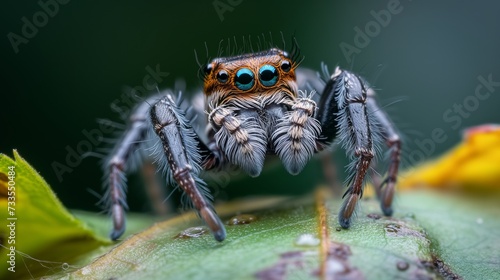 A jumping spider's eyes, full of curiosity, peer out in this macro shot of wildlife in detail.