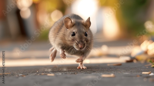 Quick motion of a rat leaping, with sharp focus on its eyes.